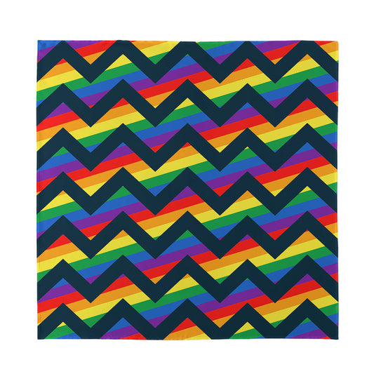 LGBT Pride Rainbow Chevron Pattern Print Silk Bandana