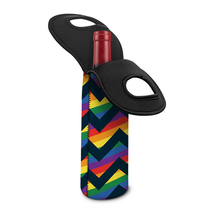 LGBT Pride Rainbow Chevron Pattern Print Single Neoprene Wine Tote