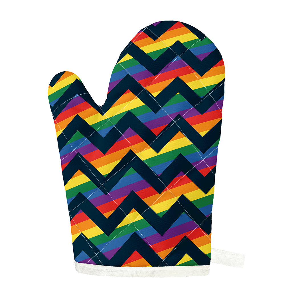 LGBT Pride Rainbow Chevron Pattern Print Single Oven Mitt