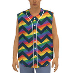 LGBT Pride Rainbow Chevron Pattern Print Sleeveless Baseball Jersey