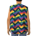 LGBT Pride Rainbow Chevron Pattern Print Sleeveless Baseball Jersey