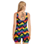 LGBT Pride Rainbow Chevron Pattern Print Sleeveless One Piece Swimsuit