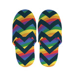 LGBT Pride Rainbow Chevron Pattern Print Slippers