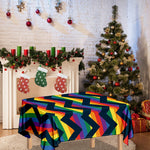 LGBT Pride Rainbow Chevron Pattern Print Tablecloth