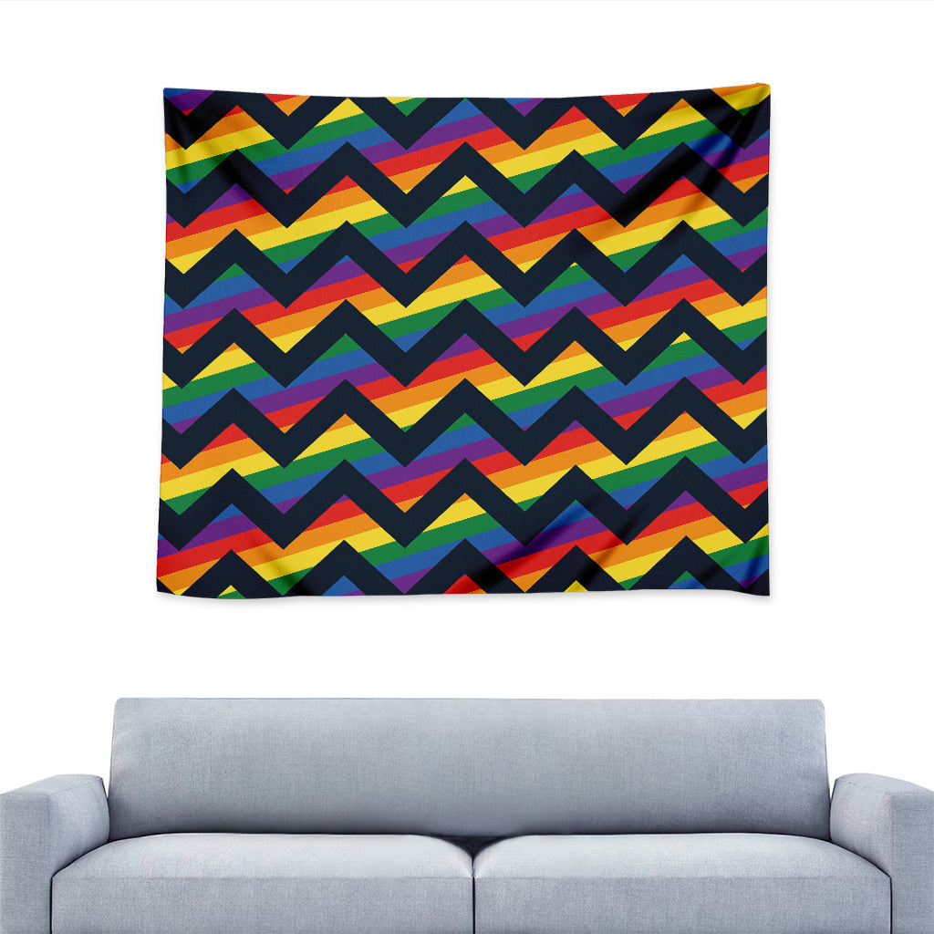 LGBT Pride Rainbow Chevron Pattern Print Tapestry