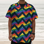 LGBT Pride Rainbow Chevron Pattern Print Textured Short Sleeve Shirt