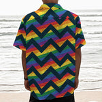 LGBT Pride Rainbow Chevron Pattern Print Textured Short Sleeve Shirt