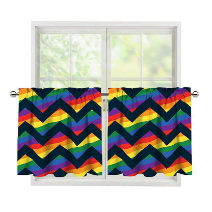 LGBT Pride Rainbow Chevron Pattern Print Tier Curtains