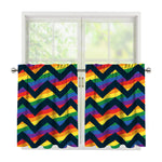 LGBT Pride Rainbow Chevron Pattern Print Tier Curtains