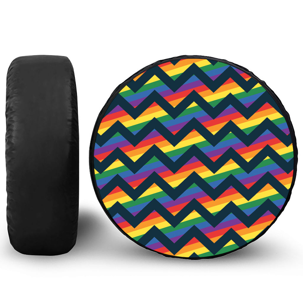 LGBT Pride Rainbow Chevron Pattern Print Tire Cover