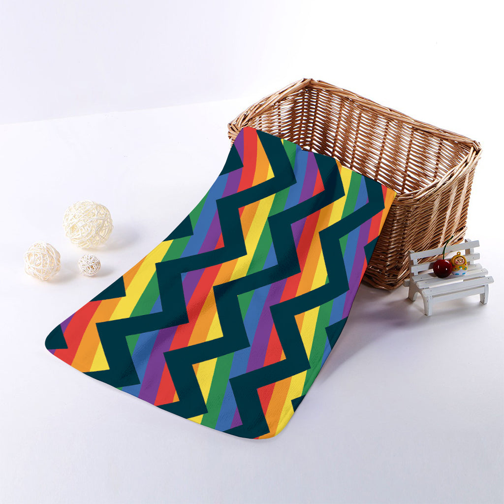 LGBT Pride Rainbow Chevron Pattern Print Towel