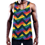 LGBT Pride Rainbow Chevron Pattern Print Training Tank Top