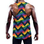 LGBT Pride Rainbow Chevron Pattern Print Training Tank Top