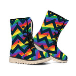 LGBT Pride Rainbow Chevron Pattern Print Winter Boots