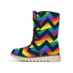 LGBT Pride Rainbow Chevron Pattern Print Winter Boots