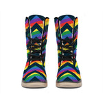 LGBT Pride Rainbow Chevron Pattern Print Winter Boots