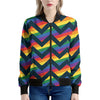 LGBT Pride Rainbow Chevron Pattern Print Women's Bomber Jacket