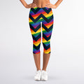 LGBT Pride Rainbow Chevron Pattern Print Women's Capri Leggings