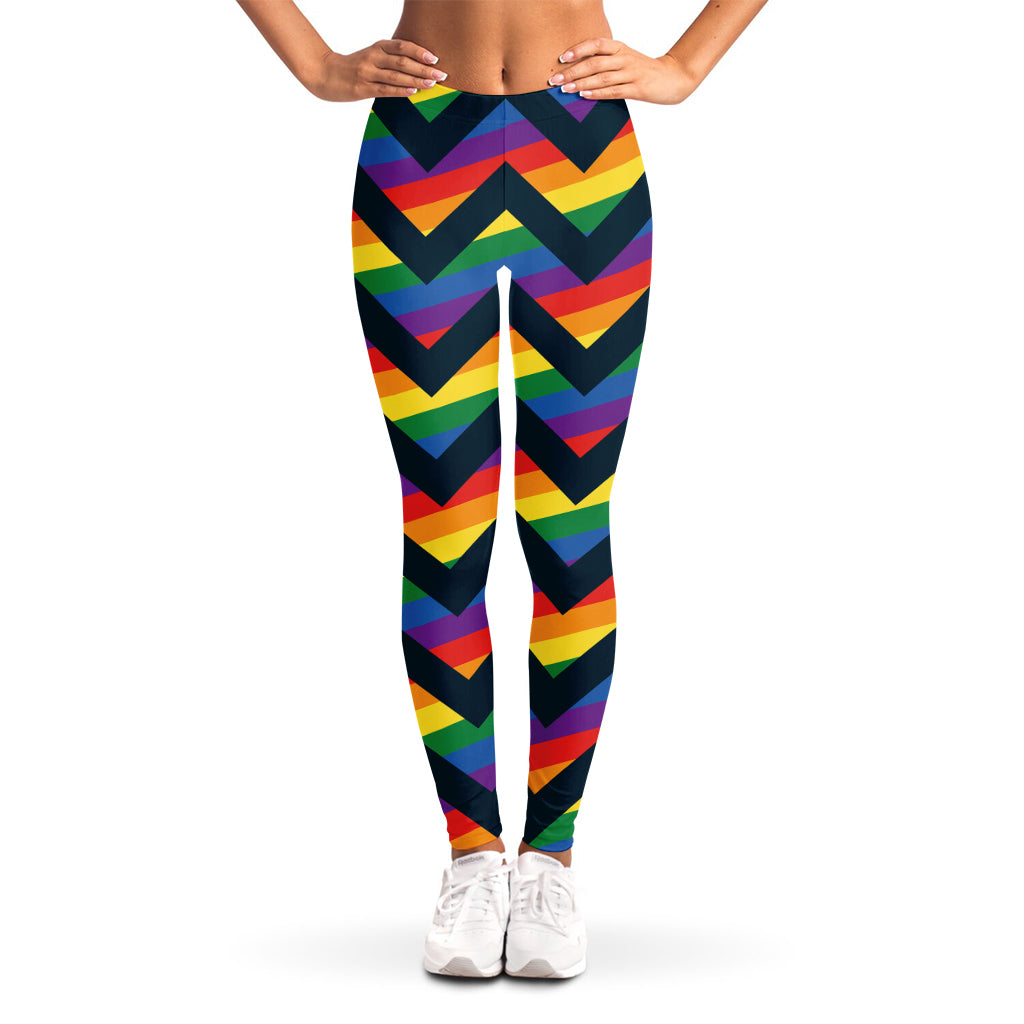 LGBT Pride Rainbow Chevron Pattern Print Women's Leggings
