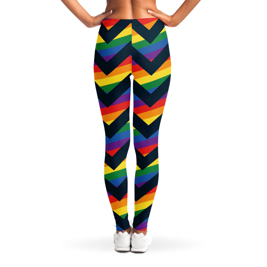 LGBT Pride Rainbow Chevron Pattern Print Women's Leggings