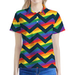 LGBT Pride Rainbow Chevron Pattern Print Women's Polo Shirt