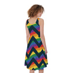 LGBT Pride Rainbow Chevron Pattern Print Women's Sleeveless Dress
