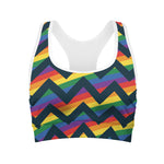 LGBT Pride Rainbow Chevron Pattern Print Women's Sports Bra
