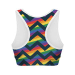 LGBT Pride Rainbow Chevron Pattern Print Women's Sports Bra
