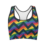 LGBT Pride Rainbow Chevron Pattern Print Women's Sports Bra