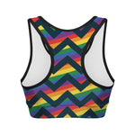LGBT Pride Rainbow Chevron Pattern Print Women's Sports Bra