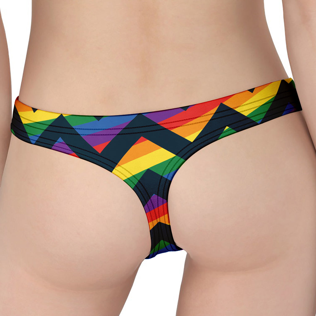 LGBT Pride Rainbow Chevron Pattern Print Women's Thong