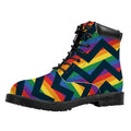 LGBT Pride Rainbow Chevron Pattern Print Padded Collar Lace Up Boots