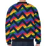 LGBT Pride Rainbow Chevron Pattern Print Zip Sleeve Bomber Jacket