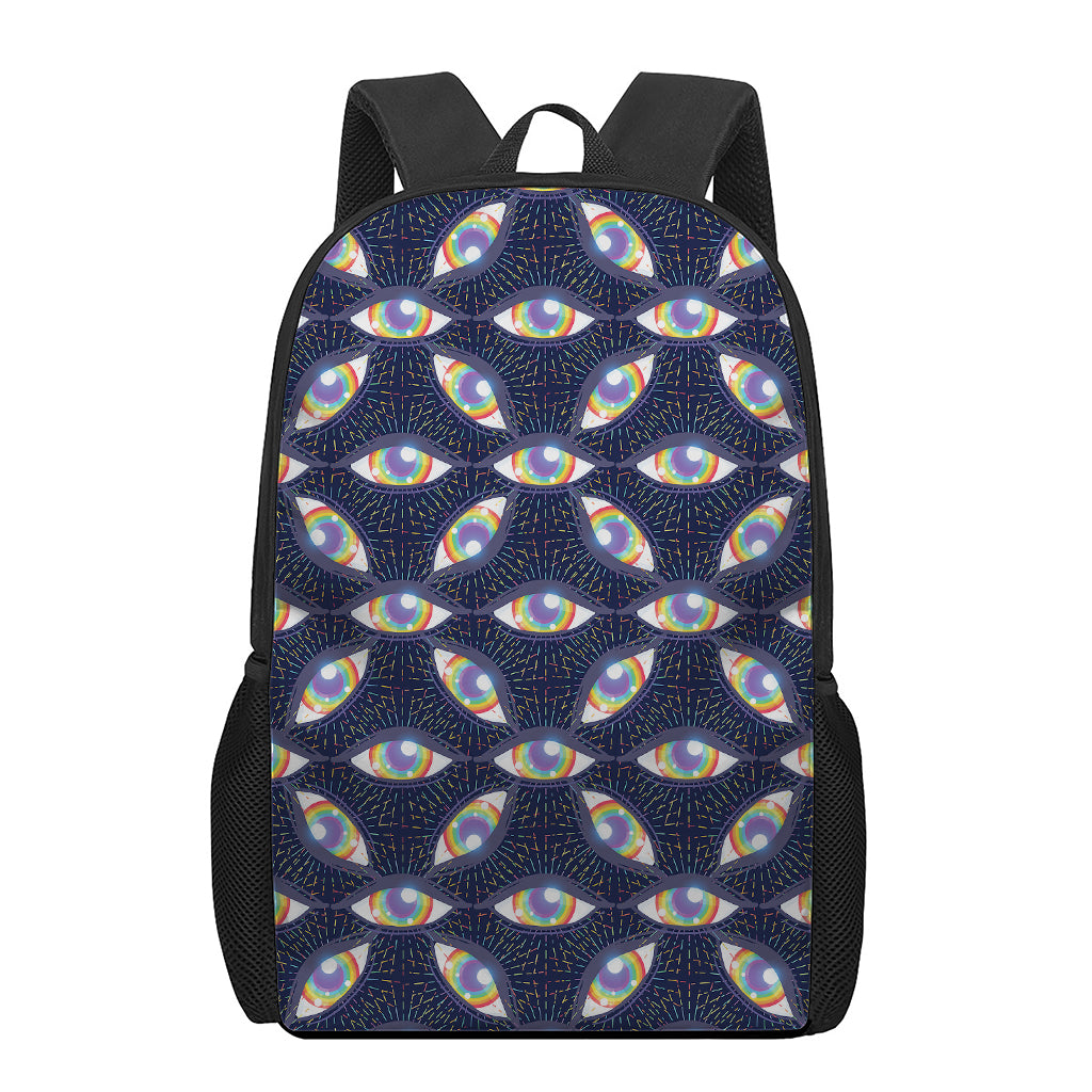 LGBT Pride Rainbow Eyes Pattern Print 17 Inch Backpack