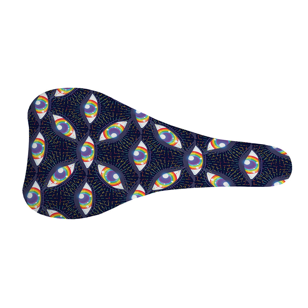 LGBT Pride Rainbow Eyes Pattern Print Bicycle Seat Cover