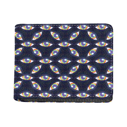 LGBT Pride Rainbow Eyes Pattern Print Bifold Wallet