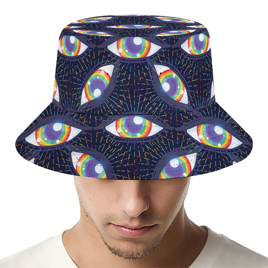 LGBT Pride Rainbow Eyes Pattern Print Bucket Hat