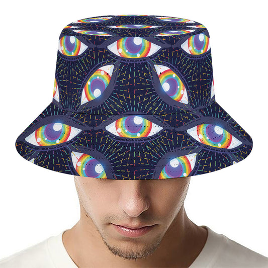 LGBT Pride Rainbow Eyes Pattern Print Bucket Hat