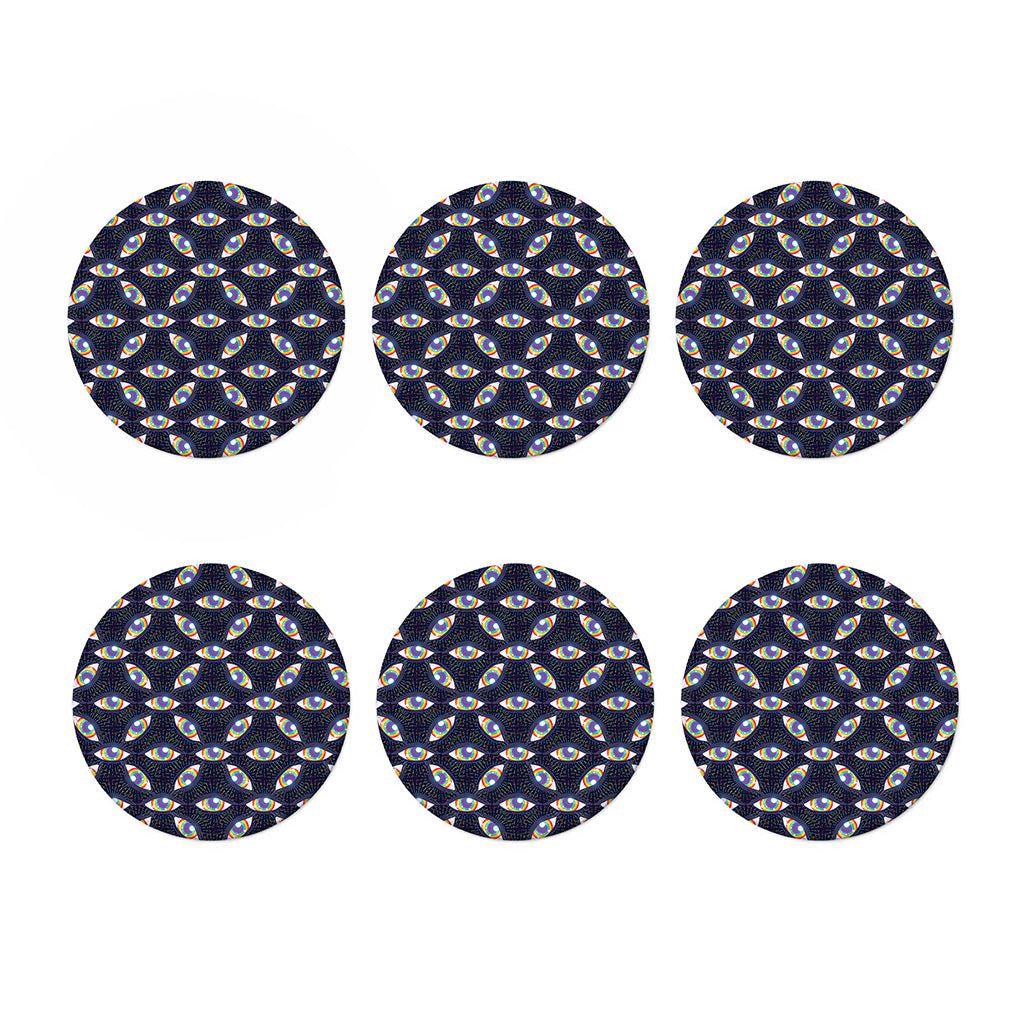 LGBT Pride Rainbow Eyes Pattern Print Coaster Set