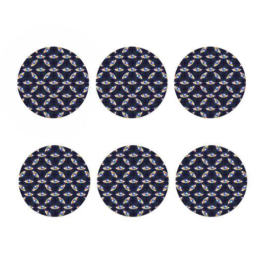LGBT Pride Rainbow Eyes Pattern Print Coaster Set