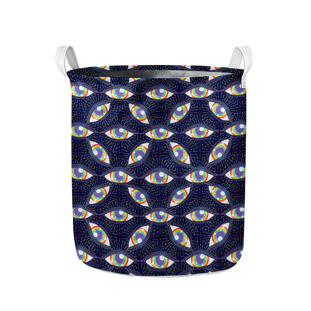 LGBT Pride Rainbow Eyes Pattern Print Collapsible Laundry Basket