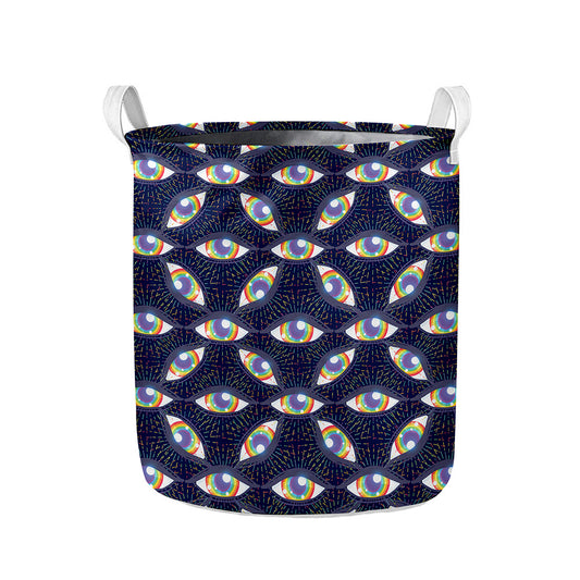 LGBT Pride Rainbow Eyes Pattern Print Collapsible Laundry Basket