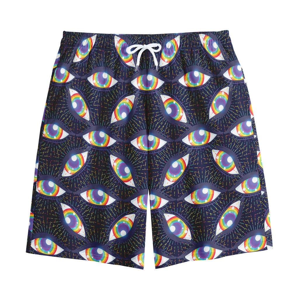 LGBT Pride Rainbow Eyes Pattern Print Cotton Shorts