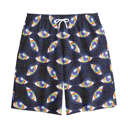 LGBT Pride Rainbow Eyes Pattern Print Cotton Shorts
