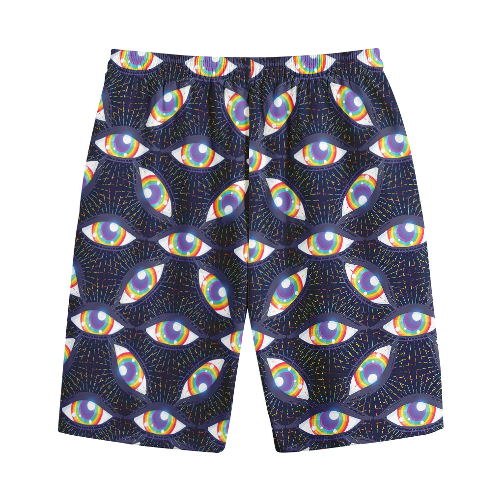 LGBT Pride Rainbow Eyes Pattern Print Cotton Shorts