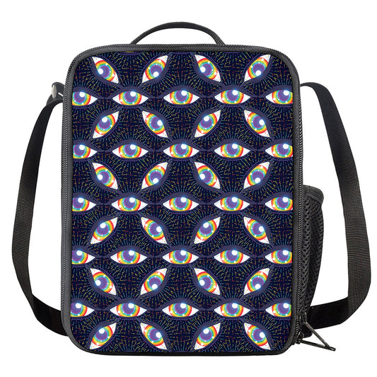 LGBT Pride Rainbow Eyes Pattern Print Crossbody Lunch Bag