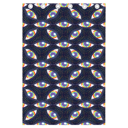 LGBT Pride Rainbow Eyes Pattern Print Curtain