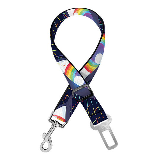 LGBT Pride Rainbow Eyes Pattern Print Dog Seat Belt