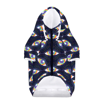 LGBT Pride Rainbow Eyes Pattern Print Dog Zip Up Hoodie