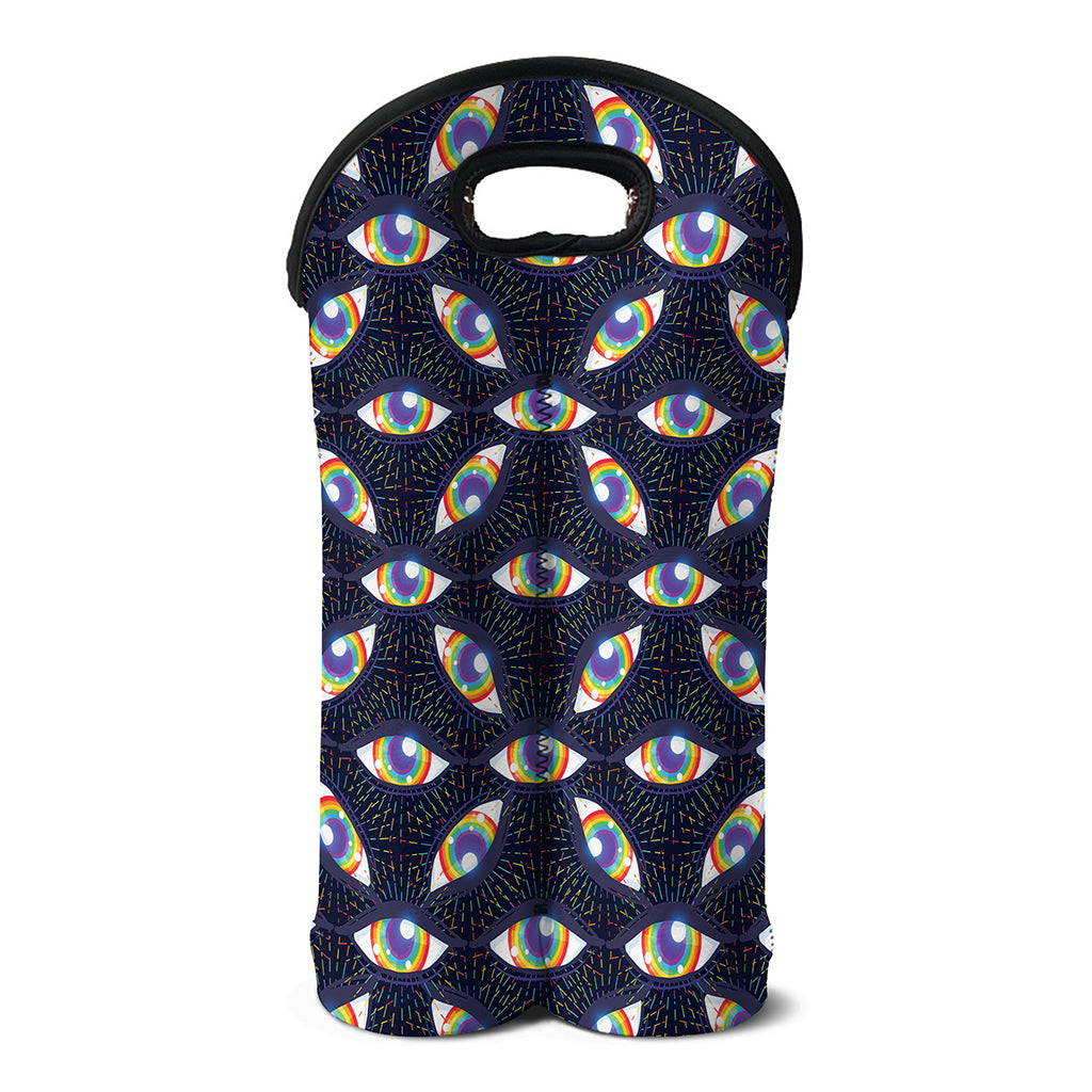 LGBT Pride Rainbow Eyes Pattern Print Double Neoprene Wine Tote